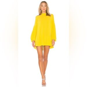 Free People REVOLVE Drift Away Yellow Shift Balloon Sleeve Mini Tunic Dress, M